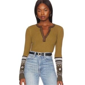NWT Free People We the Free Mikah Notch Neck Top
